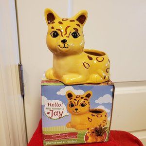 Ceramic Animal Planter, Jay the Jaguar Pot 4"